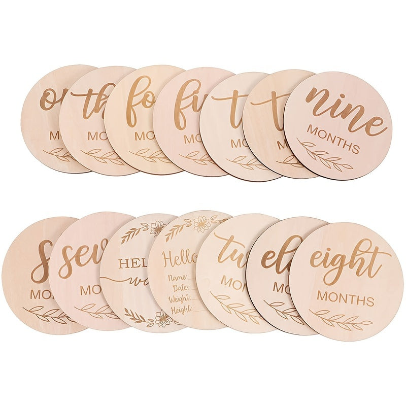 12pcs Wooden Monthly Milestone Set