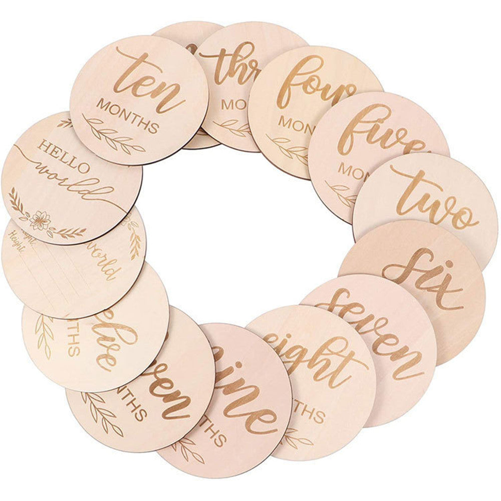 12pcs Wooden Monthly Milestone Set