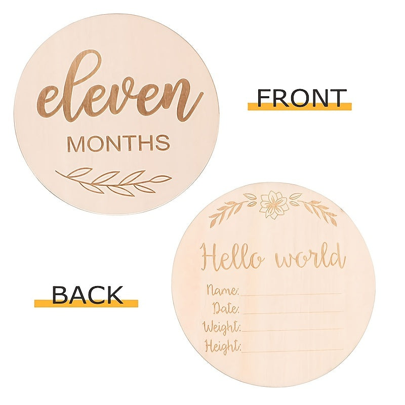 12pcs Wooden Monthly Milestone Set