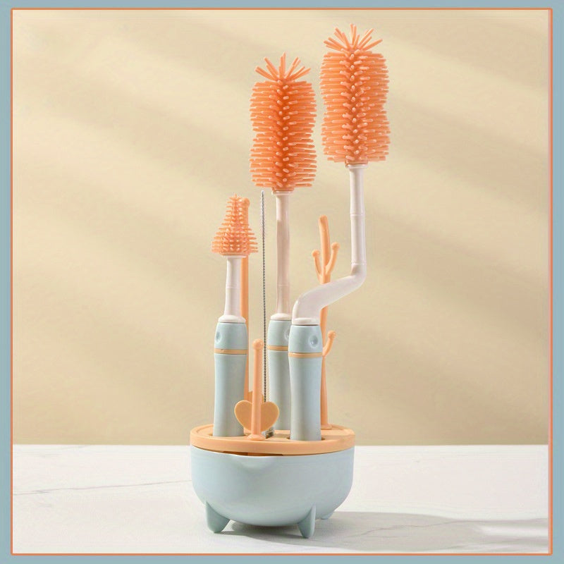 Silicone 5pcs Bottle Brush for Cleaning & Bottle Drying