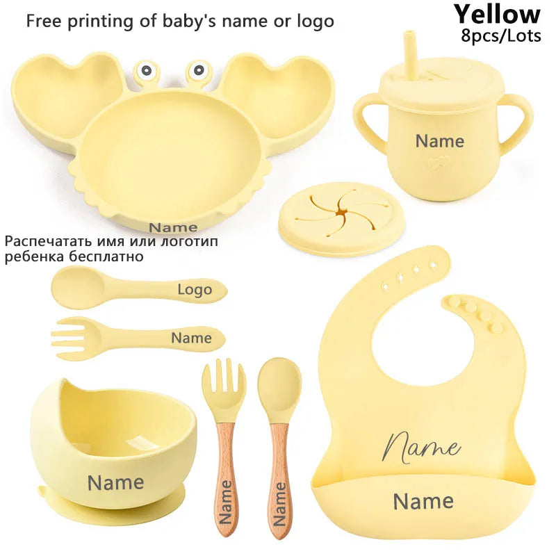 Fun Crab Silicone Tableware Set - Personalized for Your Baby!