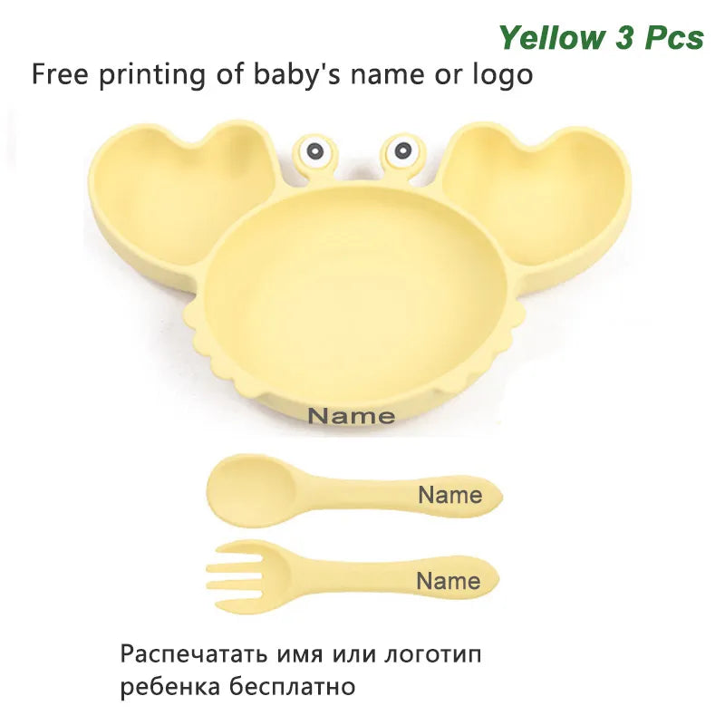 Fun Crab Silicone Tableware Set - Personalized for Your Baby!