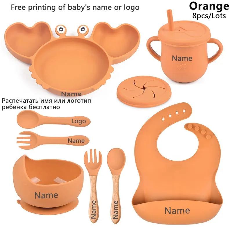 Fun Crab Silicone Tableware Set - Personalized for Your Baby!