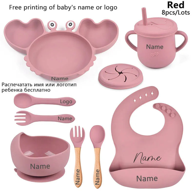 Fun Crab Silicone Tableware Set - Personalized for Your Baby!