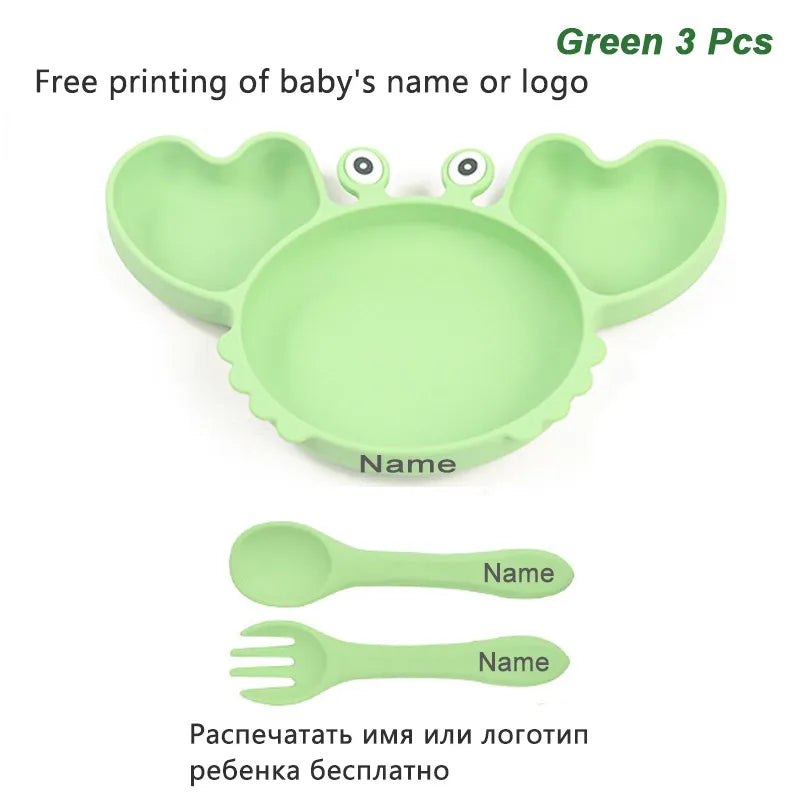 Fun Crab Silicone Tableware Set - Personalized for Your Baby!