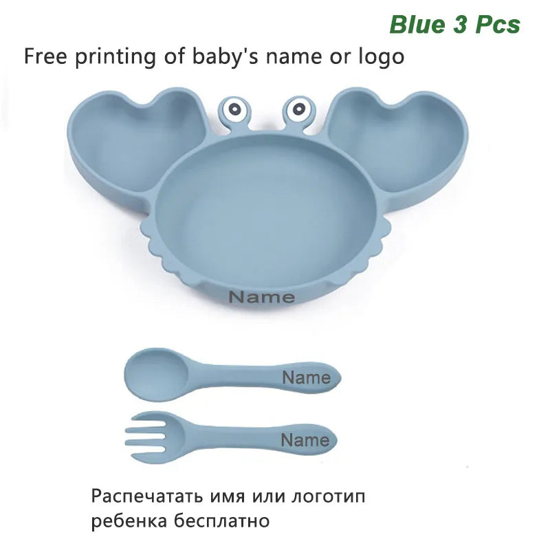 Fun Crab Silicone Tableware Set - Personalized for Your Baby!