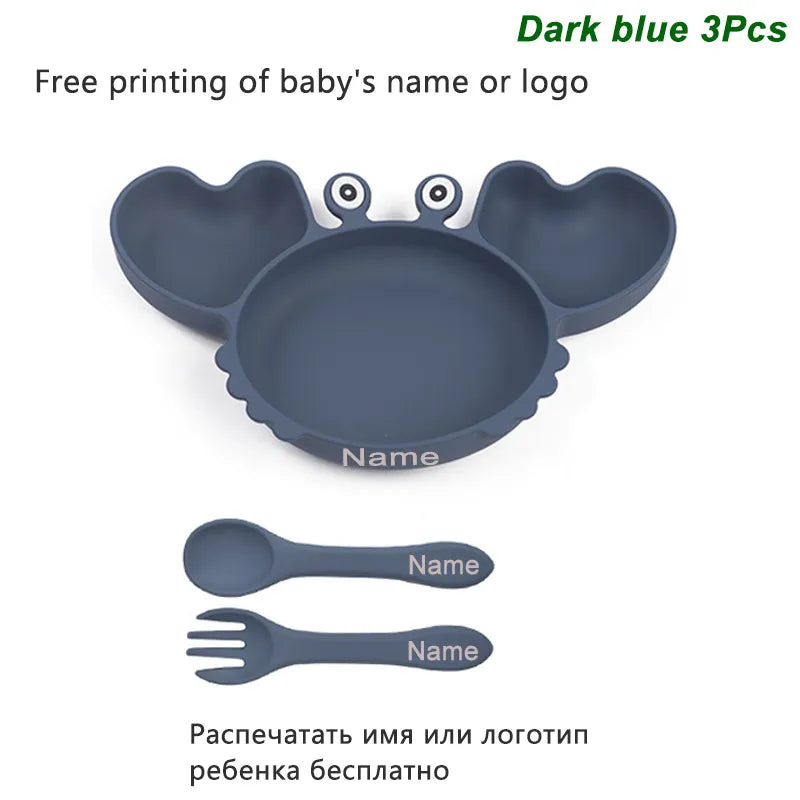 Fun Crab Silicone Tableware Set - Personalized for Your Baby!