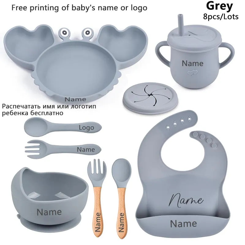 Fun Crab Silicone Tableware Set - Personalized for Your Baby!