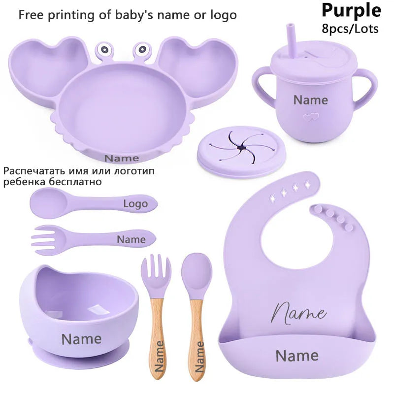 Fun Crab Silicone Tableware Set - Personalized for Your Baby!