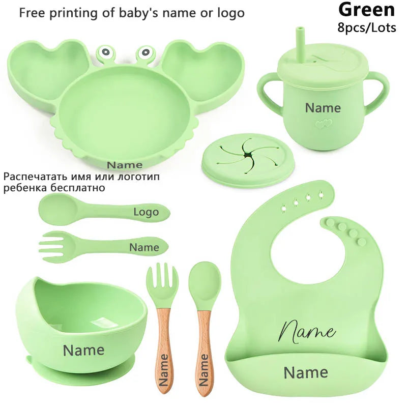 Fun Crab Silicone Tableware Set - Personalized for Your Baby!