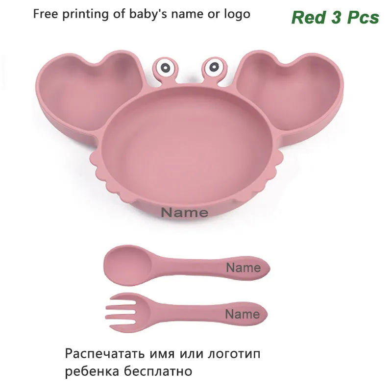 Fun Crab Silicone Tableware Set - Personalized for Your Baby!