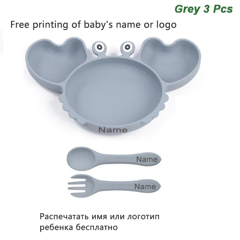 Fun Crab Silicone Tableware Set - Personalized for Your Baby!