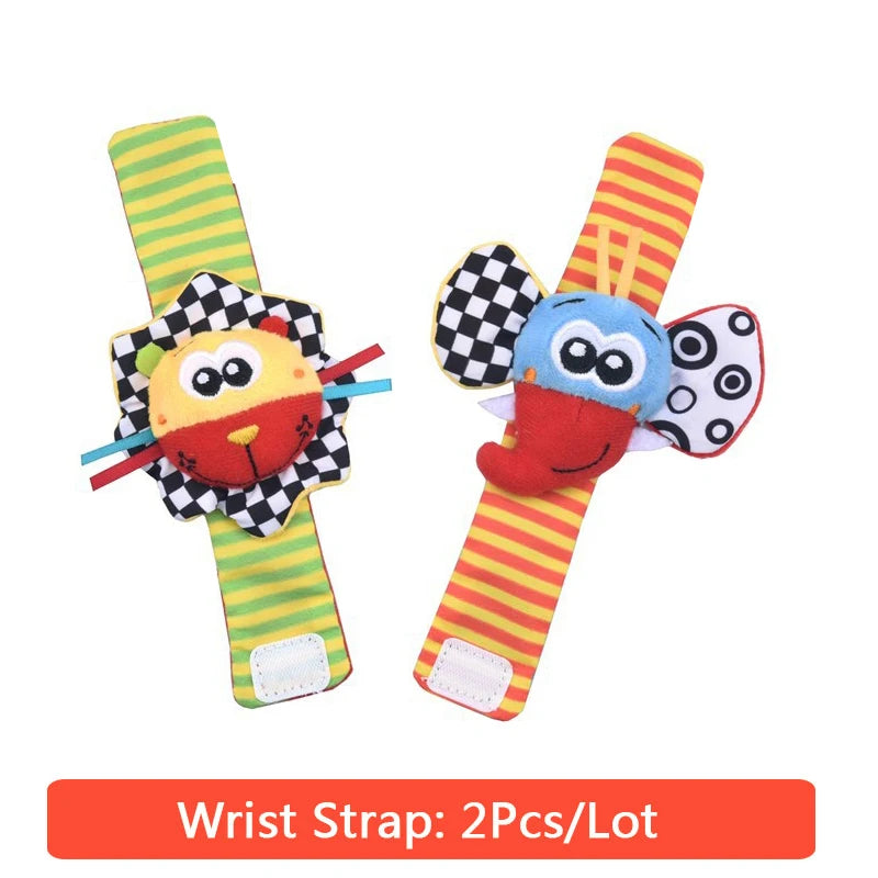 Cartoon Plush Socks Wrist Strap Rattles Baby Toys 0-12 Months