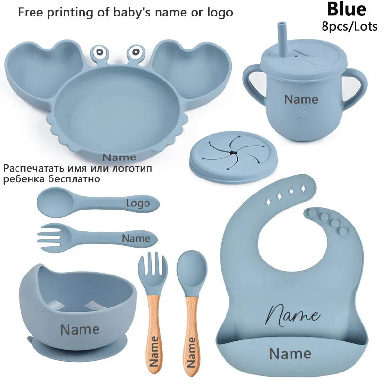 Fun Crab Silicone Tableware Set - Personalized for Your Baby!