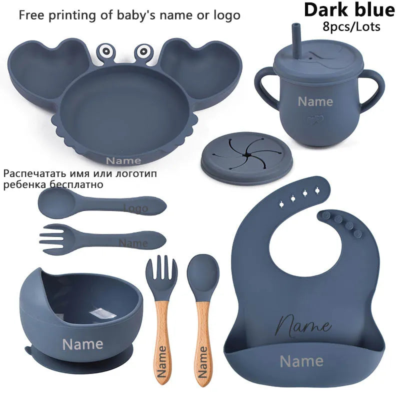 Fun Crab Silicone Tableware Set - Personalized for Your Baby!