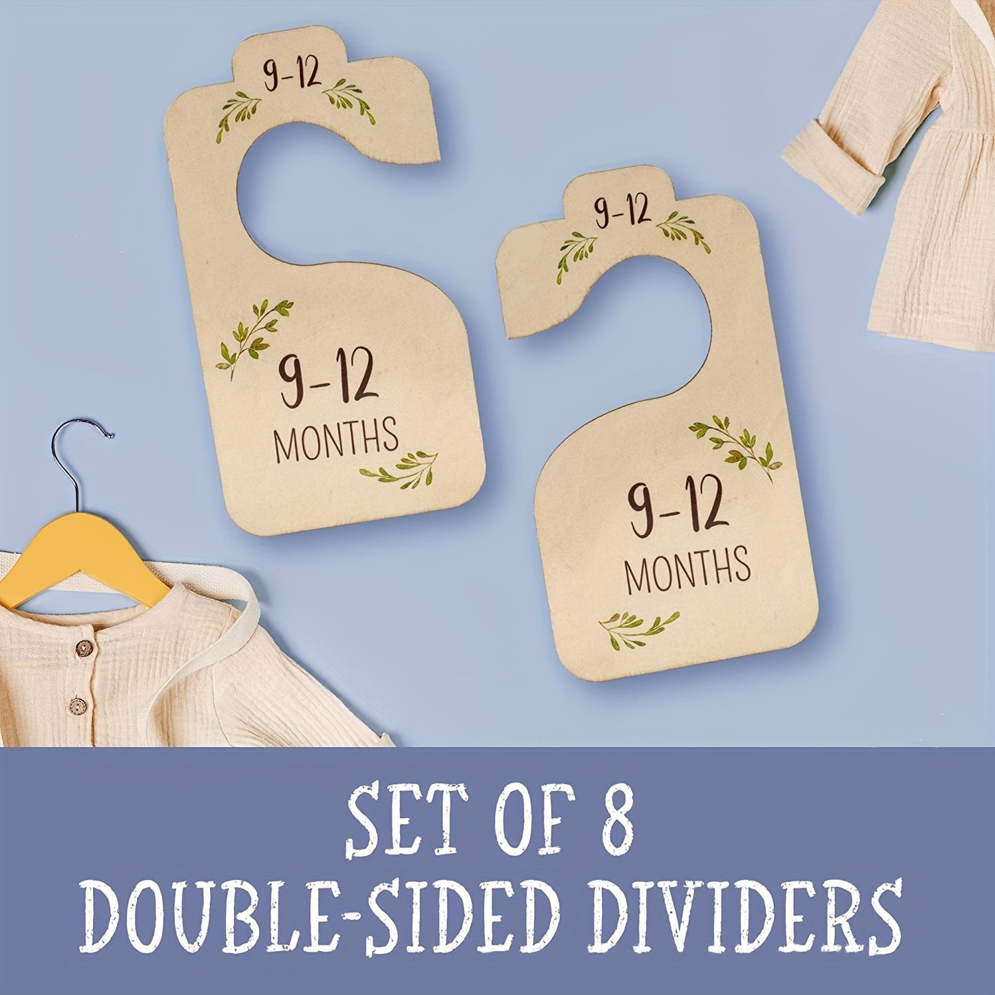 8pcs Double-Sided Wooden Baby Closet Organizers & Dividers