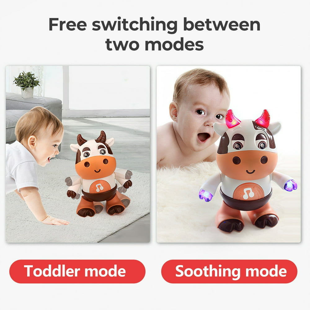 Dancing Baby Cow Musical Toy W/ Music and LED Lights, Toddlers Learning Development Toy for 3-18 Months 