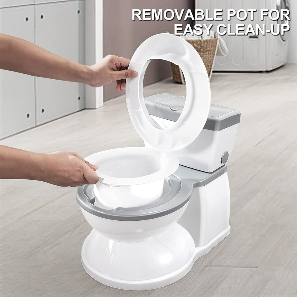 Realistic Potty Training Toilet for Kids and Toddlers W/ Flushing Sounds, Splash Guard