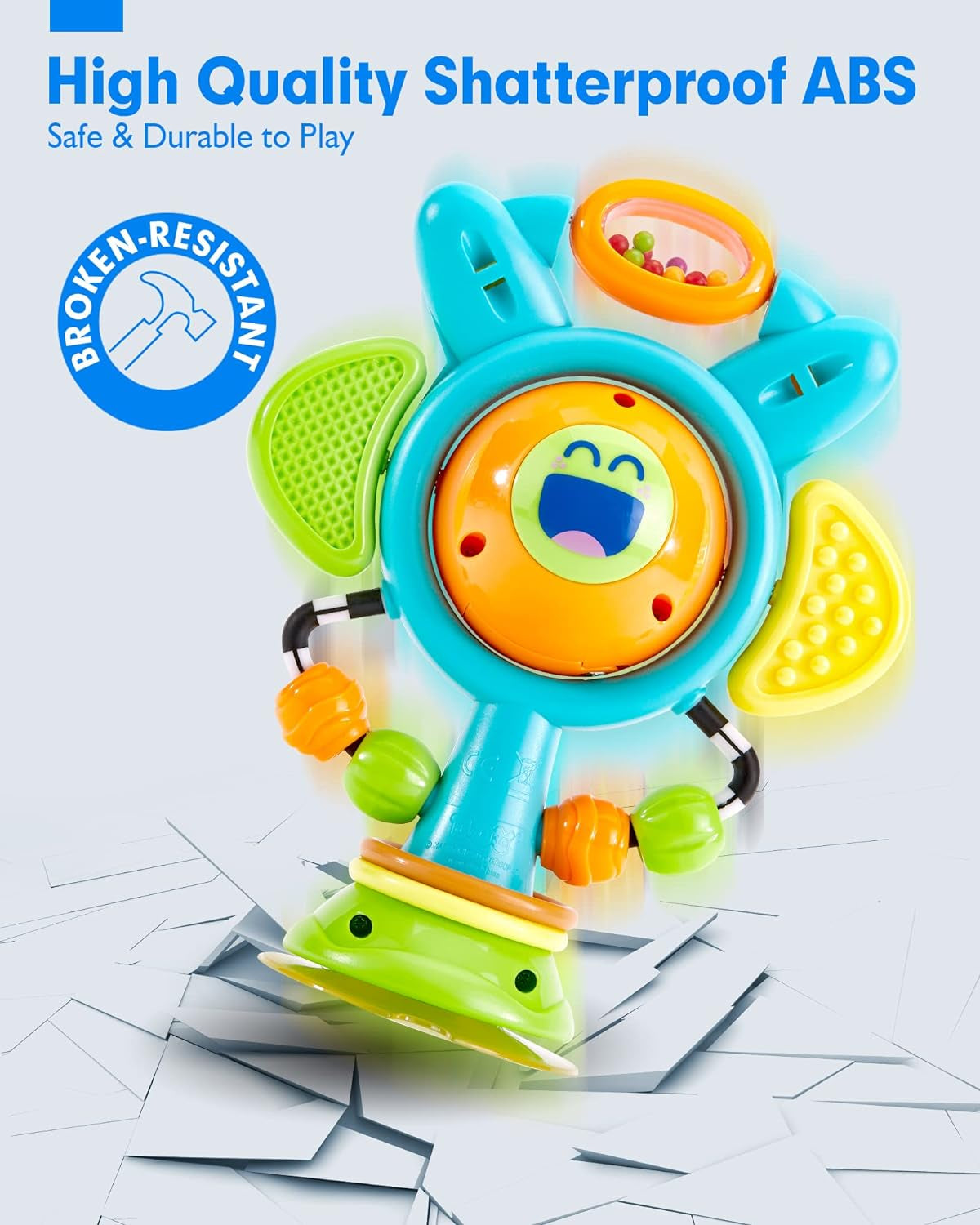 High Chair Toys Sunflower Suction Cup Baby Toys 6-12 Months+ with Light, Sound