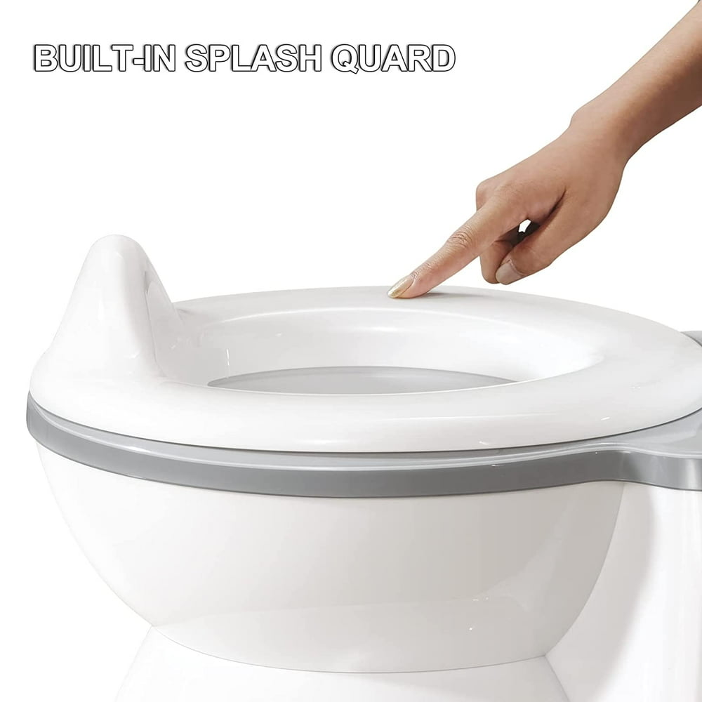 Realistic Potty Training Toilet for Kids and Toddlers W/ Flushing Sounds, Splash Guard