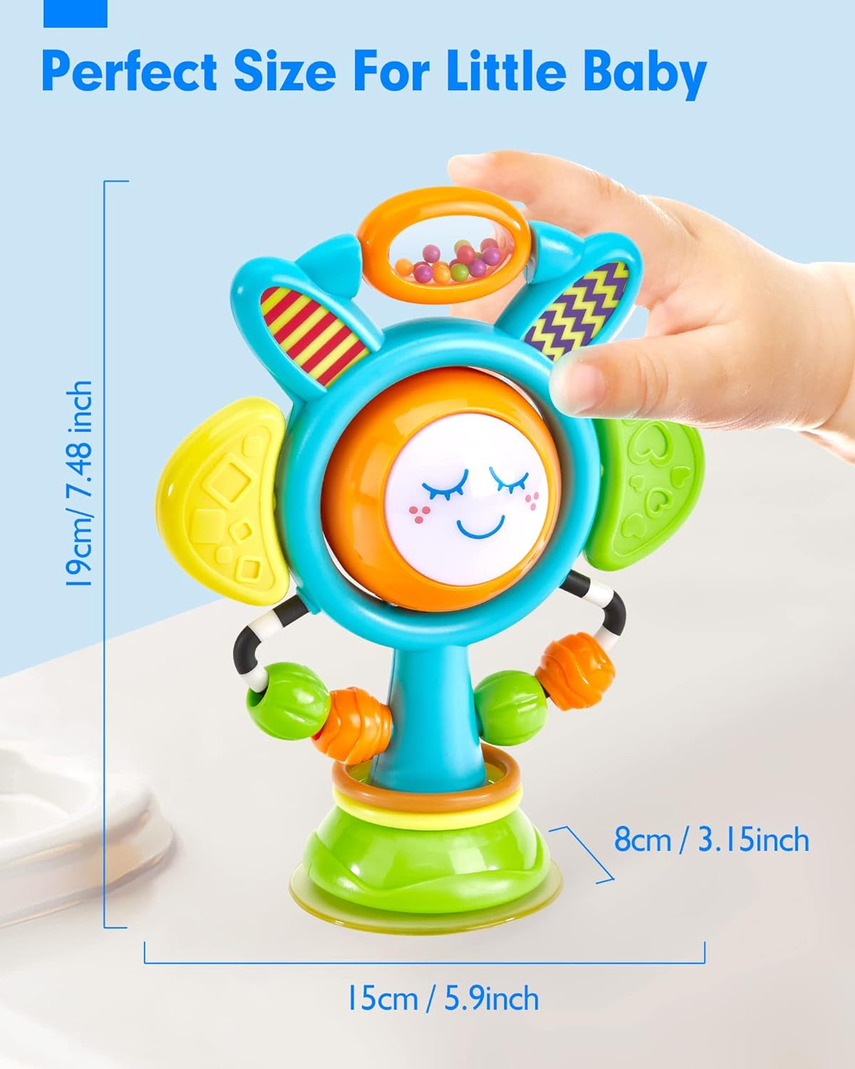 High Chair Toys Sunflower Suction Cup Baby Toys 6-12 Months+ with Light, Sound