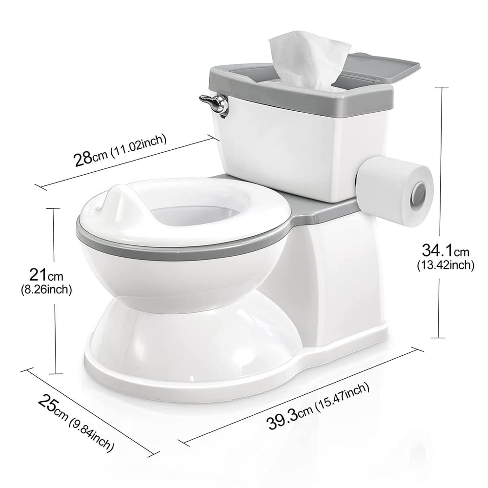 Realistic Potty Training Toilet for Kids and Toddlers W/ Flushing Sounds, Splash Guard