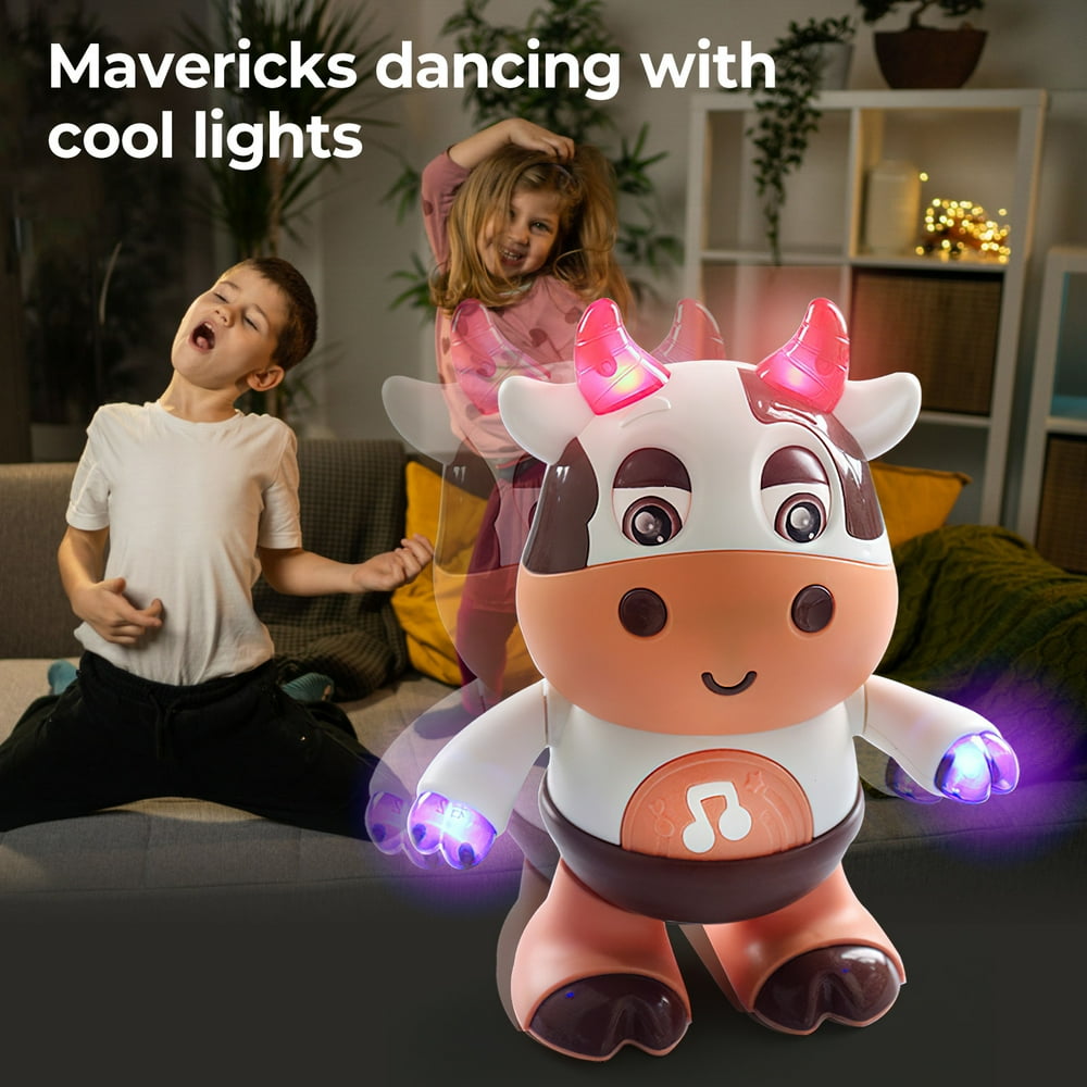 Dancing Baby Cow Musical Toy W/ Music and LED Lights, Toddlers Learning Development Toy for 3-18 Months 