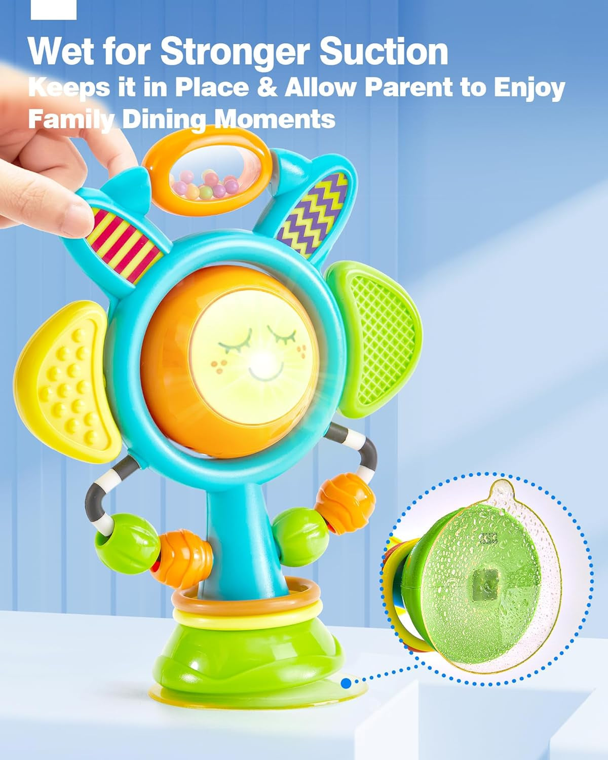 High Chair Toys Sunflower Suction Cup Baby Toys 6-12 Months+ with Light, Sound