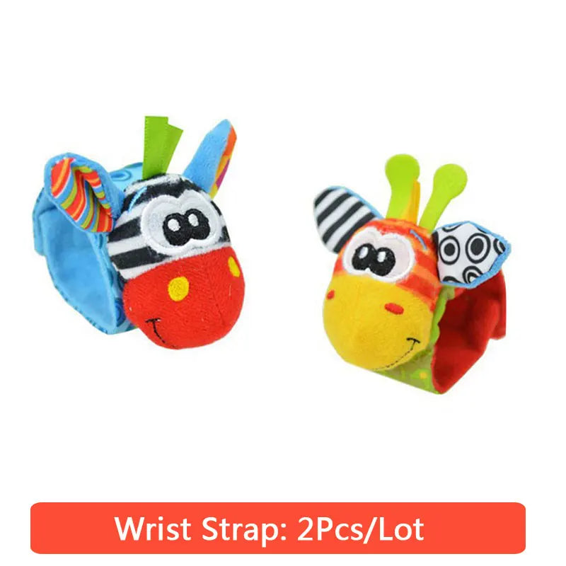 Cartoon Plush Socks Wrist Strap Rattles Baby Toys 0-12 Months